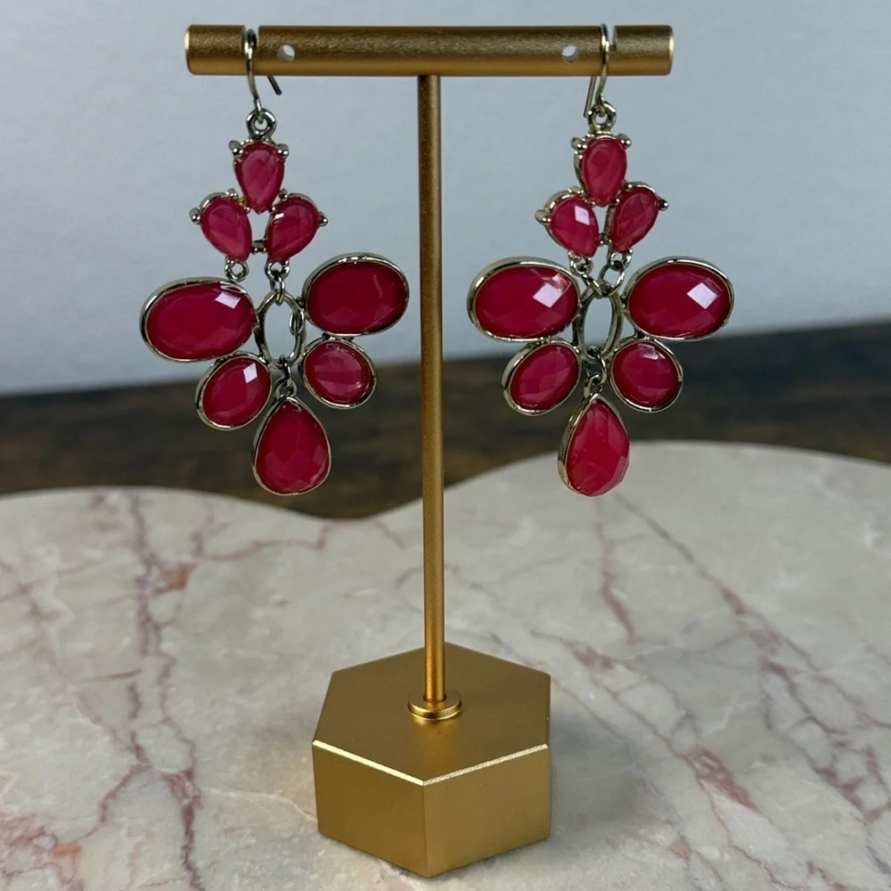 Elegant Gold and Pink Dangle Earrings